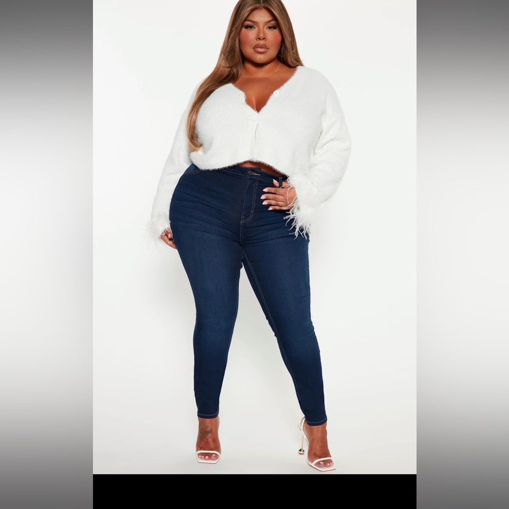 Fashion Nova Fuzzy Feather Sleeve Cardigan -Ivory